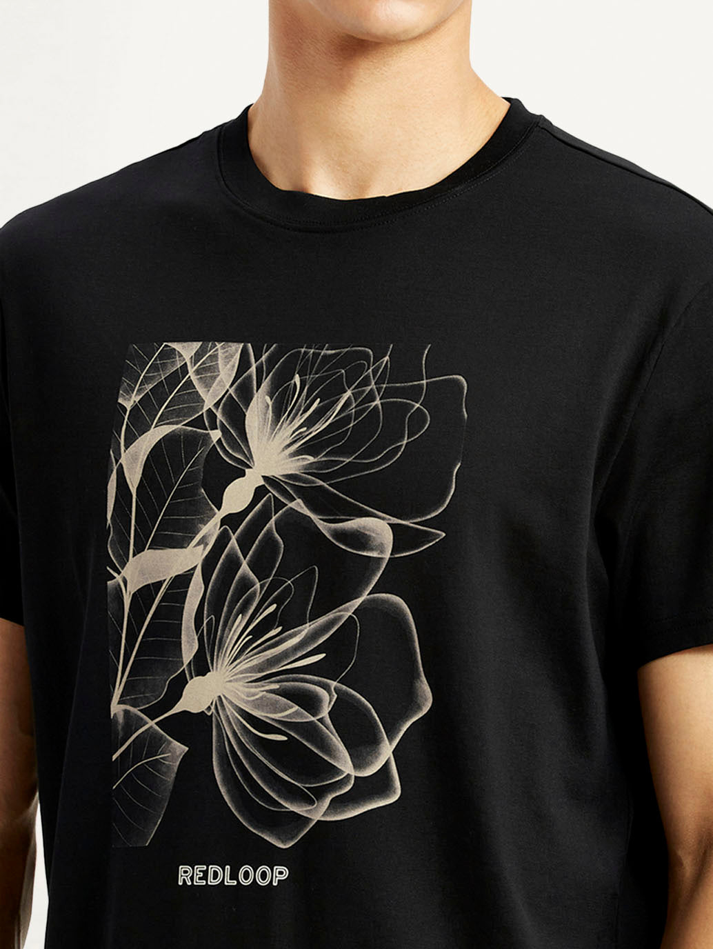 Men's Graphic Print Black Slim Fit T-shirt