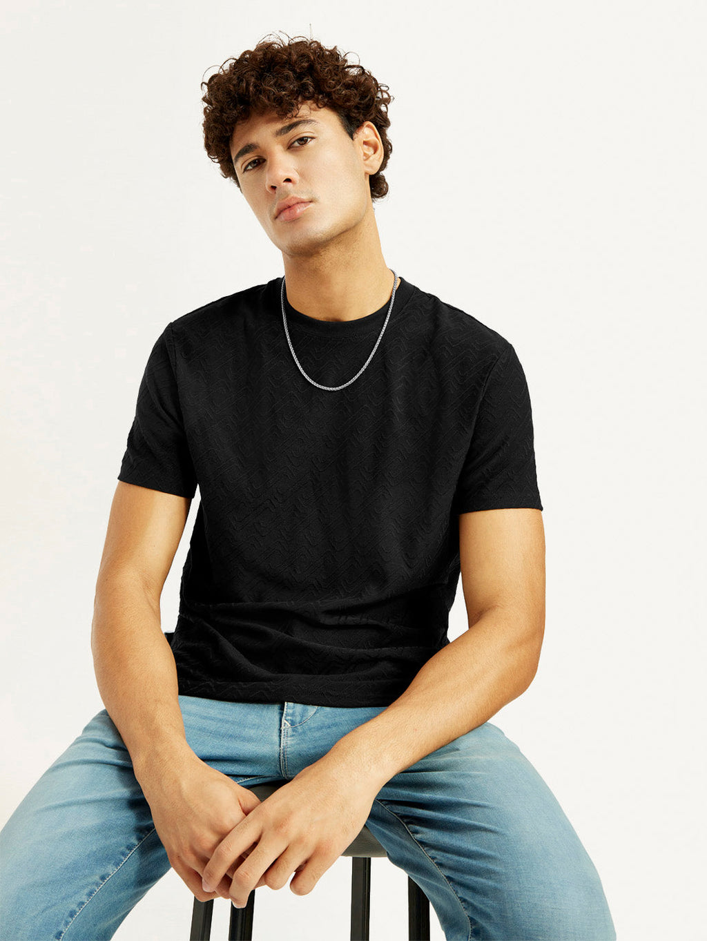 Men's Redloop Solid Black Slim Fit T-shirt