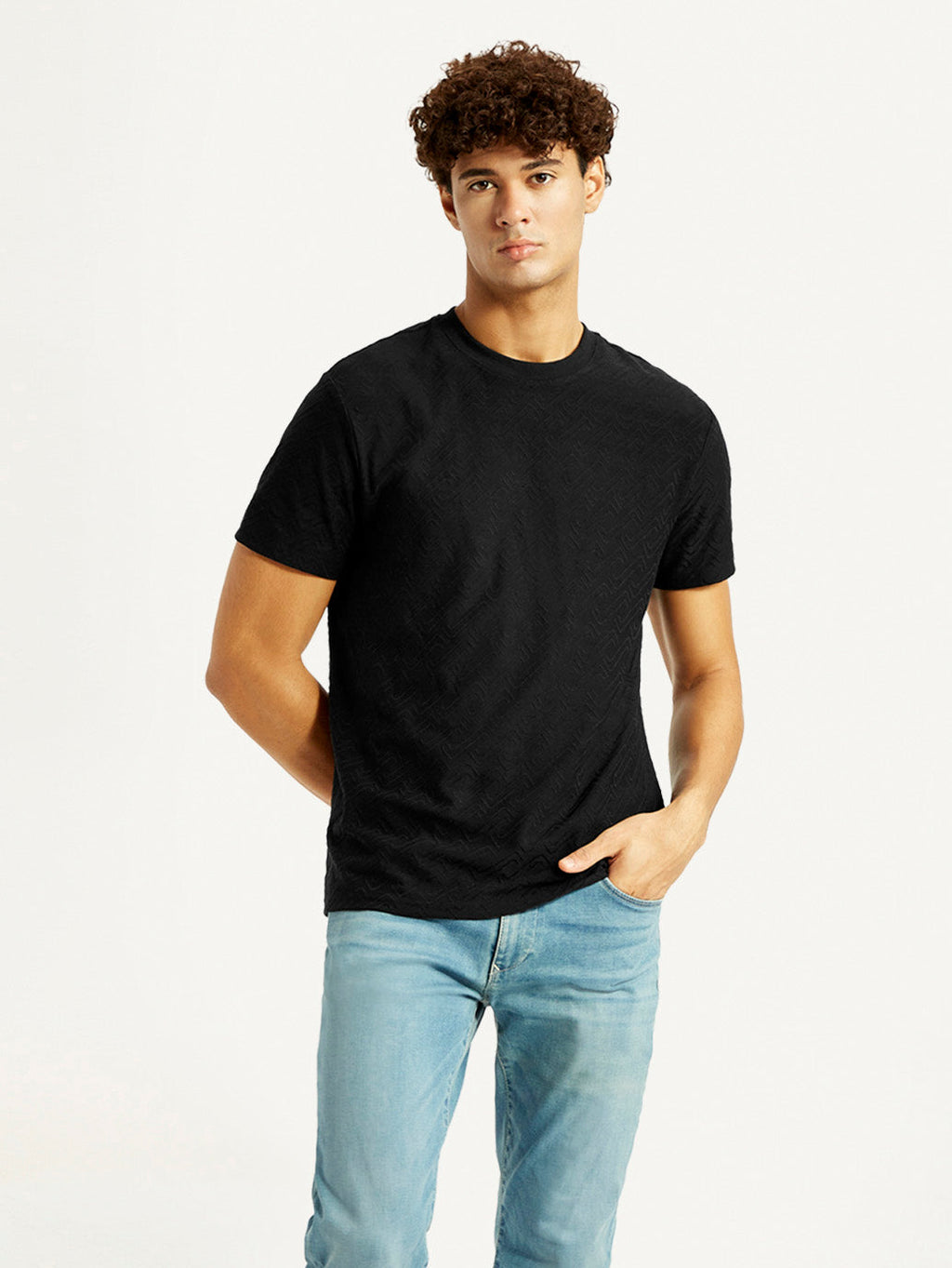 Men's Redloop Solid Black Slim Fit T-shirt