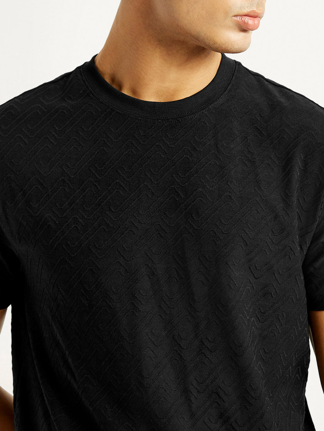 Men's Redloop Solid Black Slim Fit T-shirt