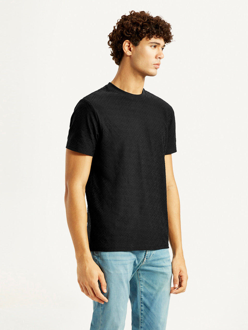 Men's Redloop Solid Black Slim Fit T-shirt
