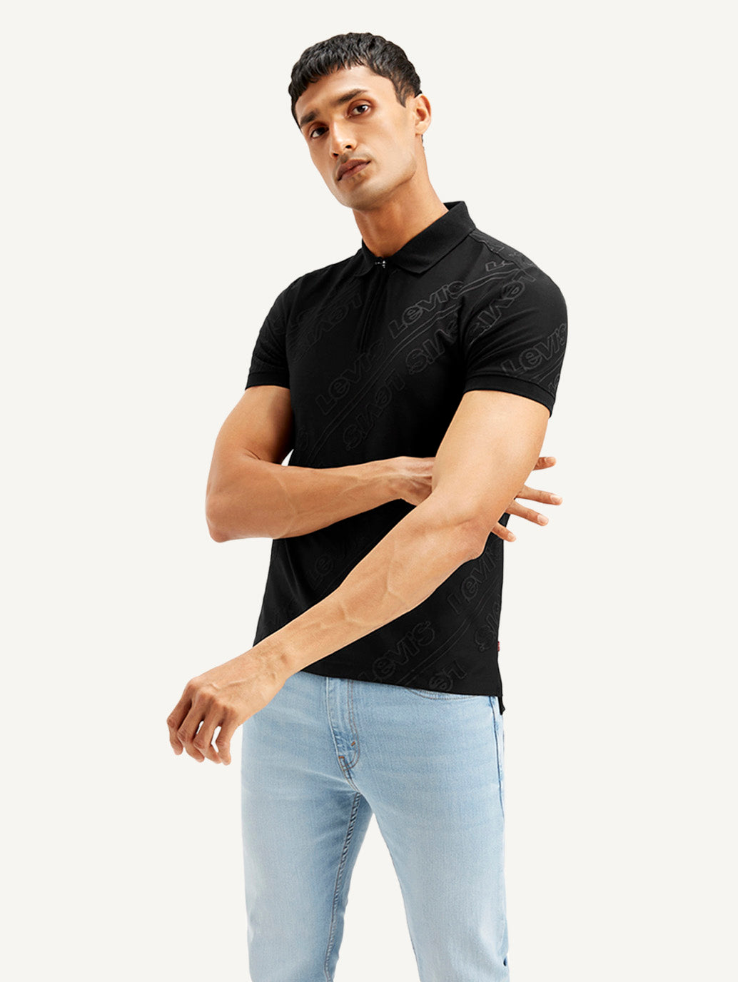 Men's Brand Logo Slim Fit Polo T-shirt