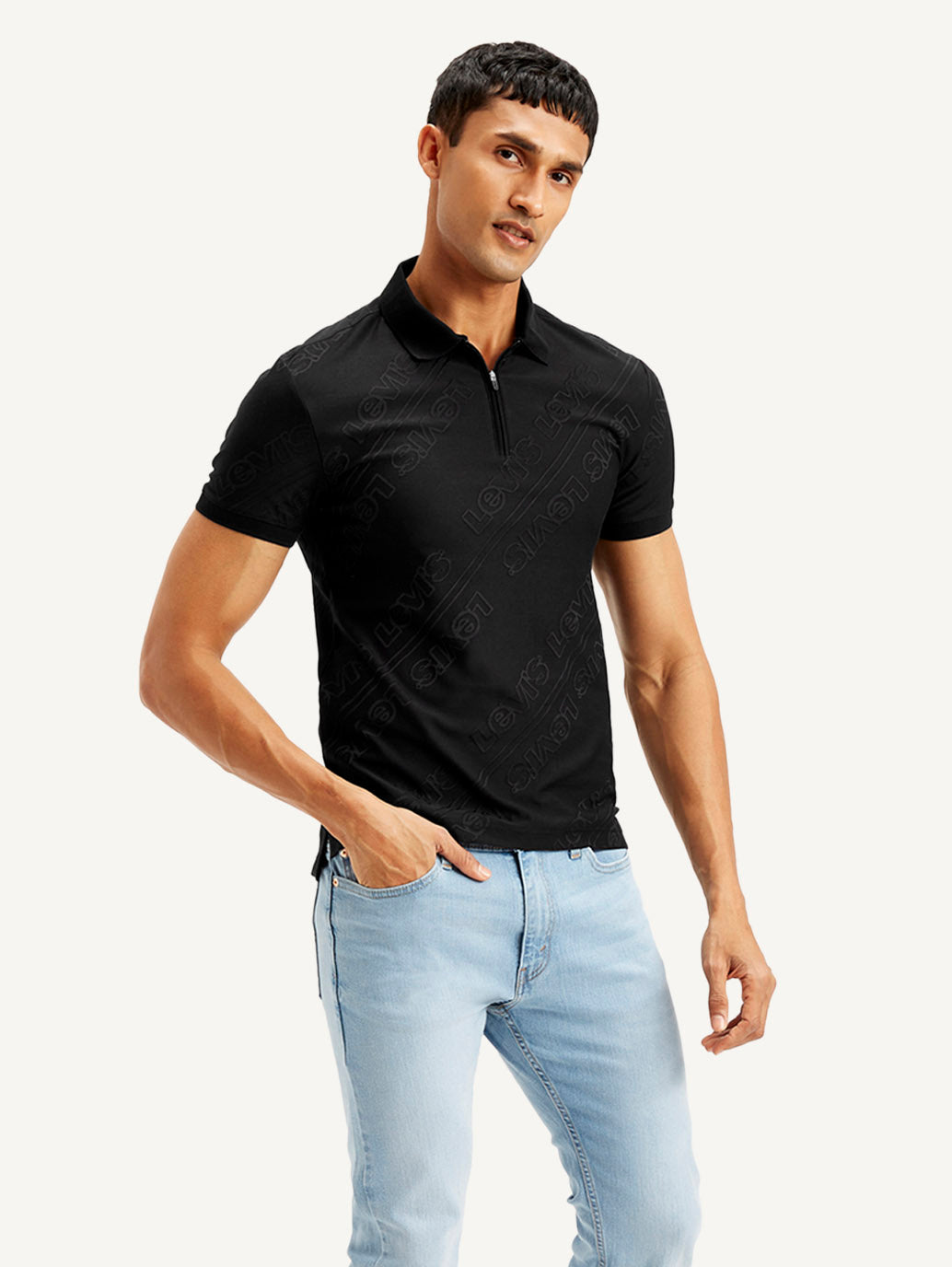 Men's Brand Logo Slim Fit Polo T-shirt