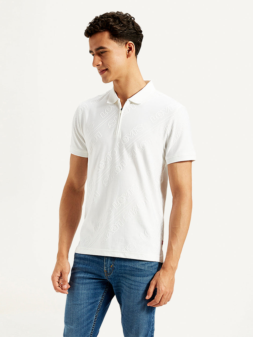 Men's Brand Logo Slim Fit Polo T-Shirt