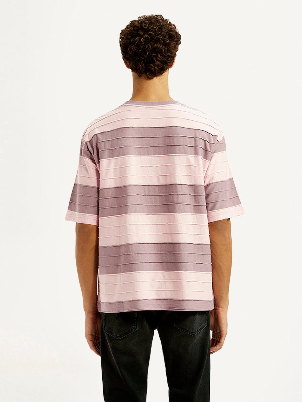 Men's Striped Mauve Loose Fit T-shirt