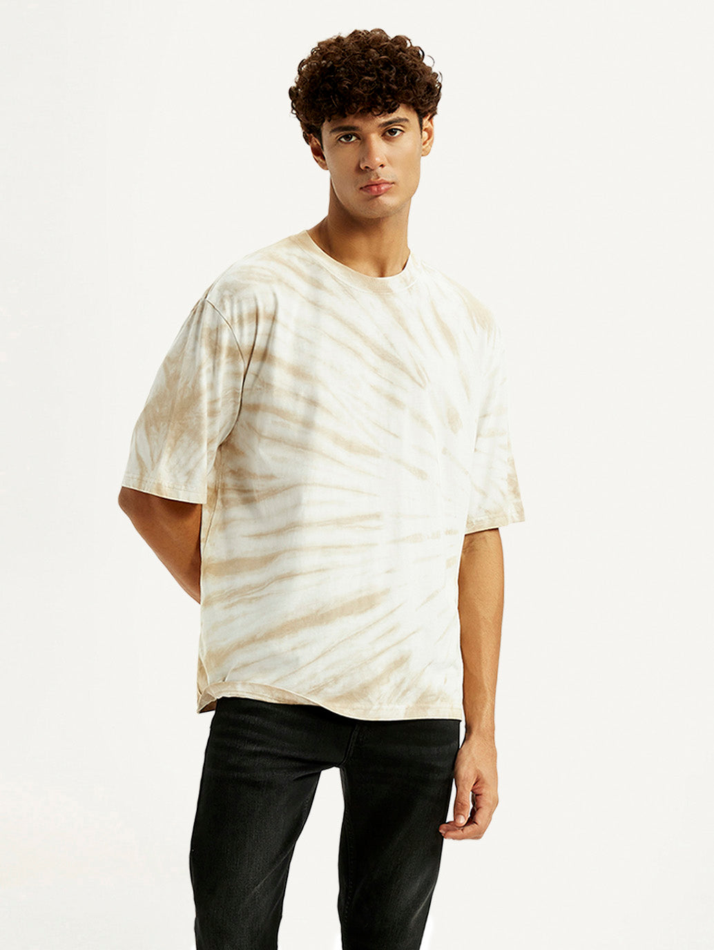 Men's Overdyed Cream Loose Fit T-shirt
