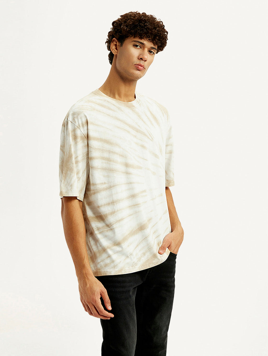 Men's Overdyed Cream Loose Fit T-shirt