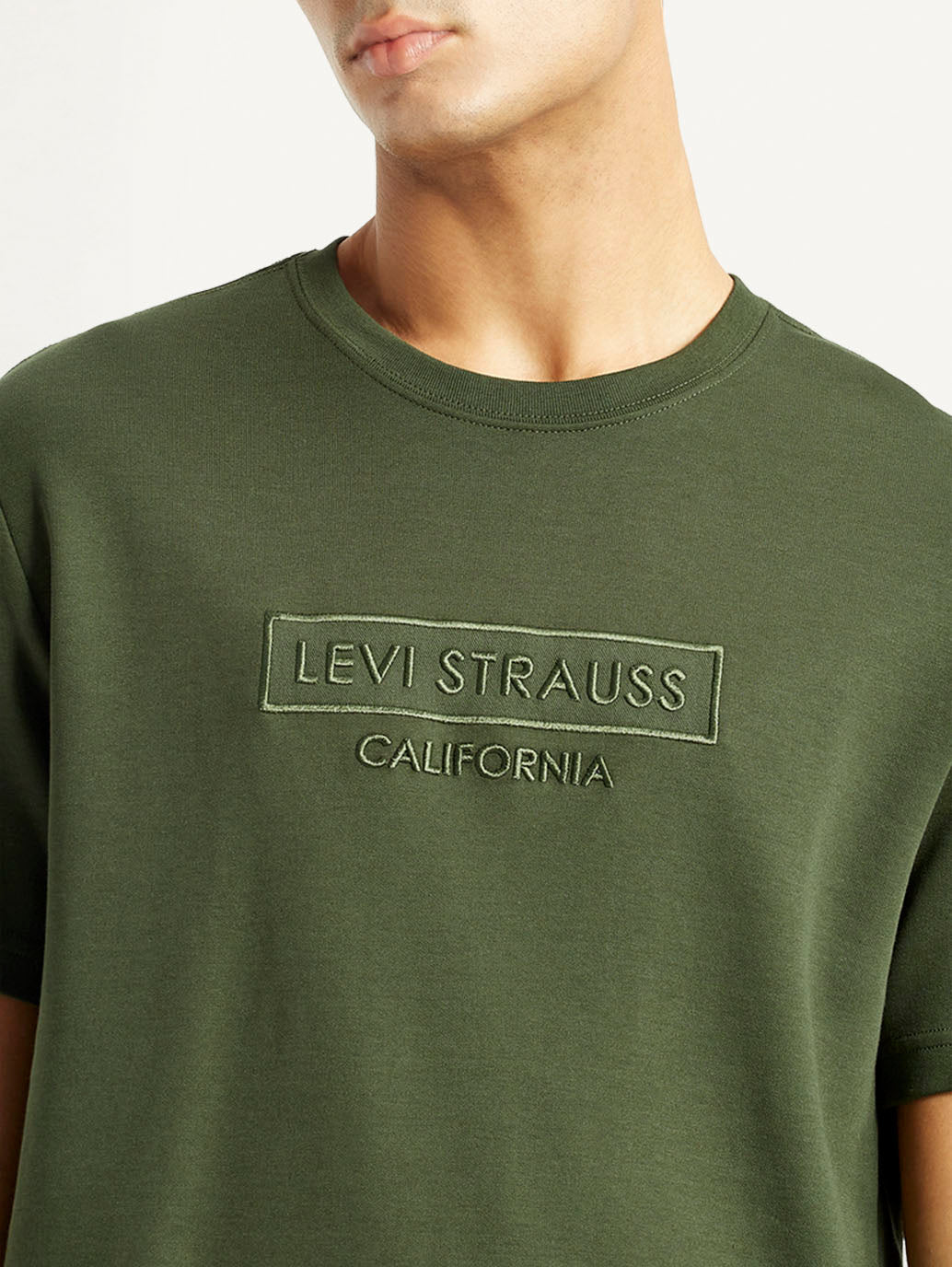 Men's Typography Olive Crew Neck T-shirt