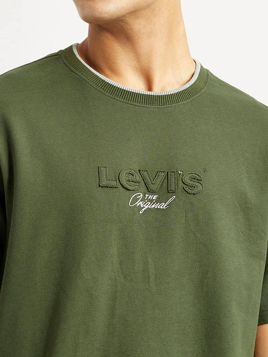Men's Typography Olive Crew Neck T-shirt