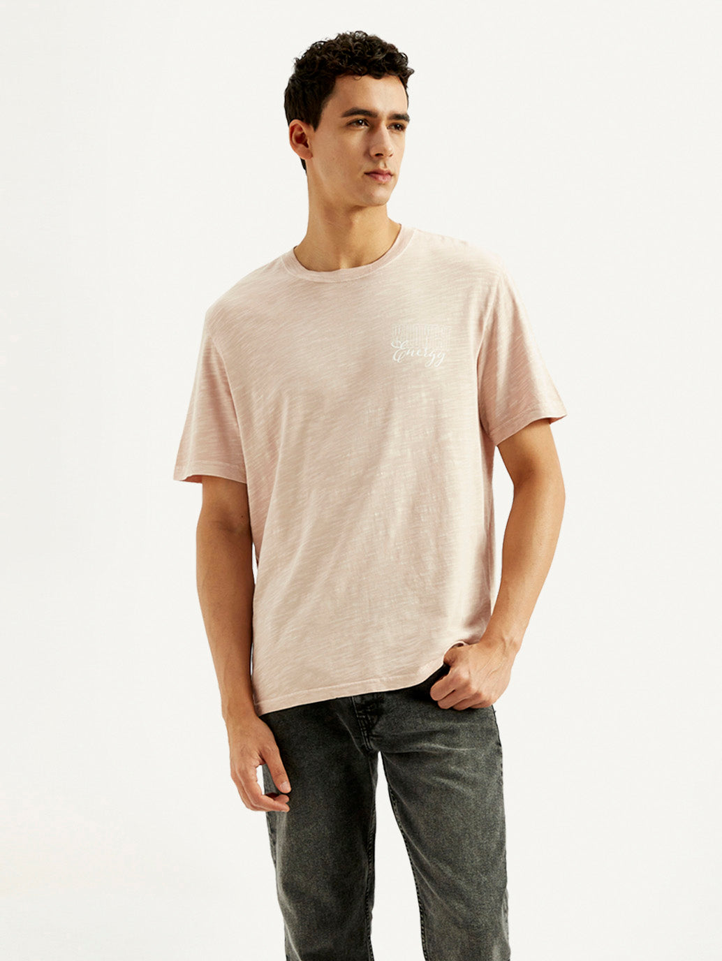 Men's Typography Overdyed Crew Neck T-shirt