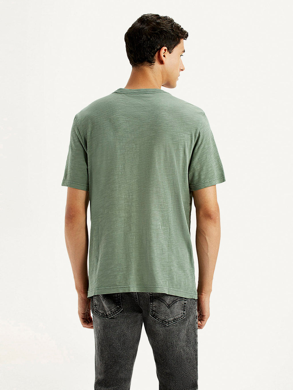 Men's Overdyed Olive Green Crew Neck T-shirt