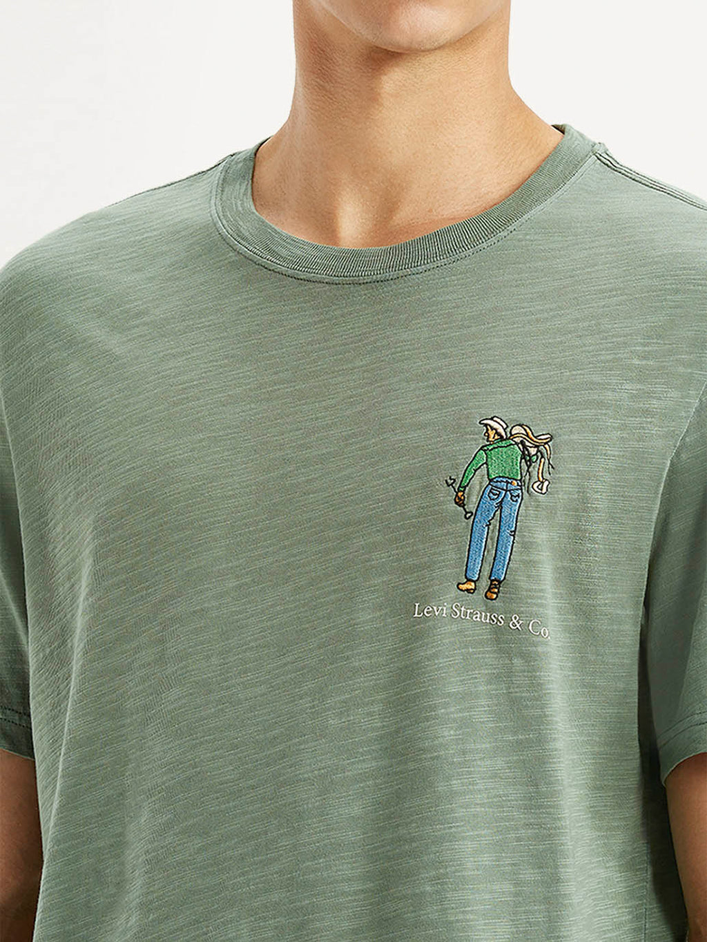 Men's Overdyed Olive Green Crew Neck T-shirt