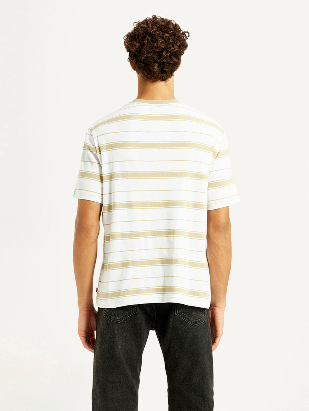 Men's Striped White Crew Neck T-shirt