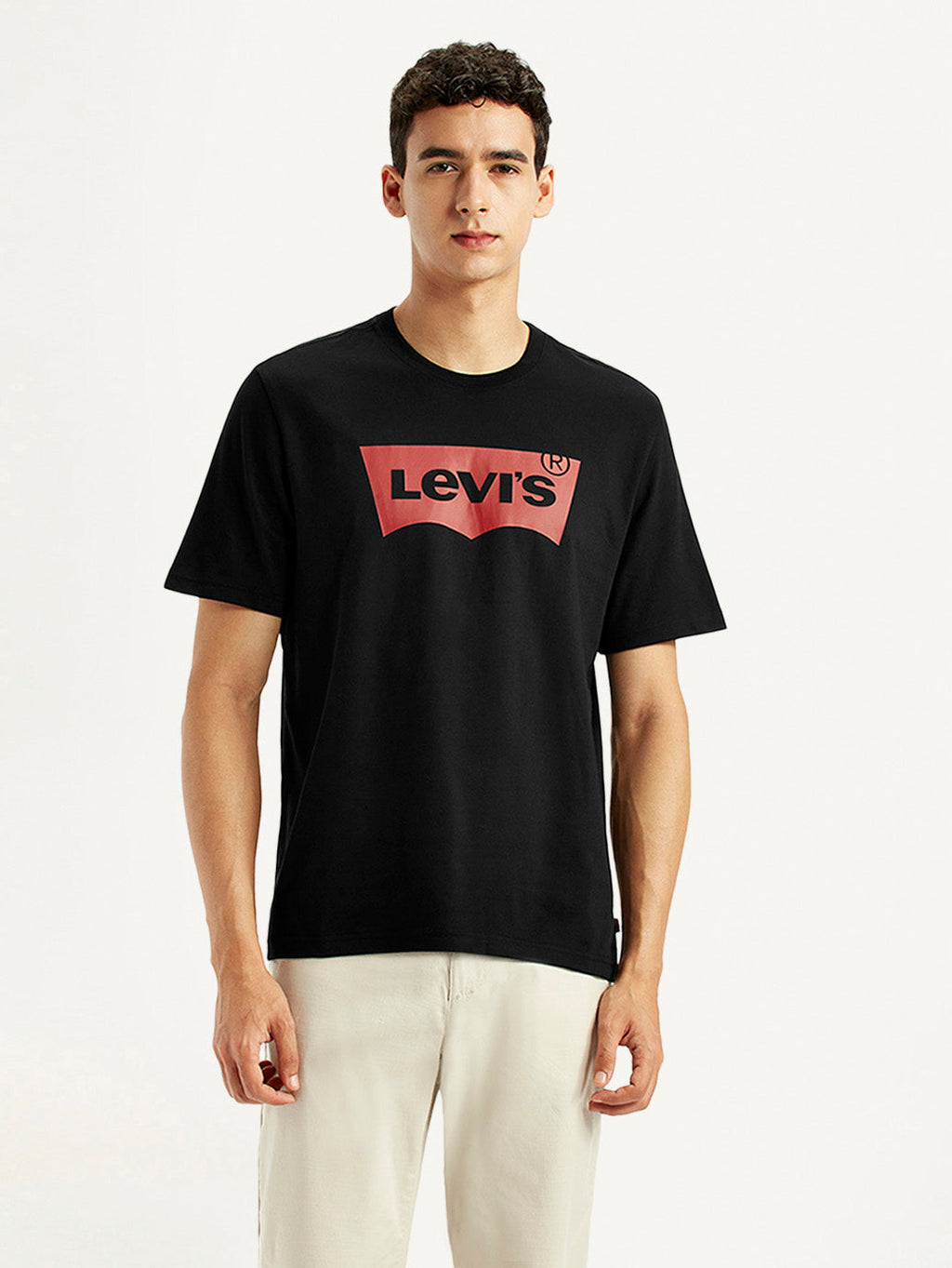 Men's Brand Logo Black Crew Neck T-shirt