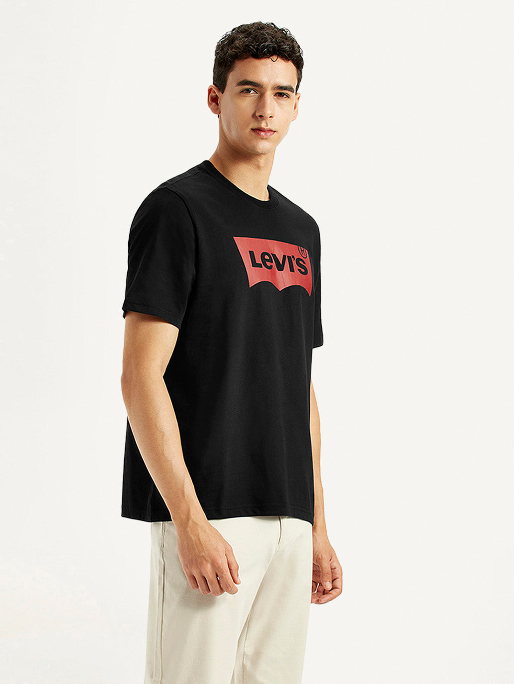 Men's Brand Logo Black Crew Neck T-shirt