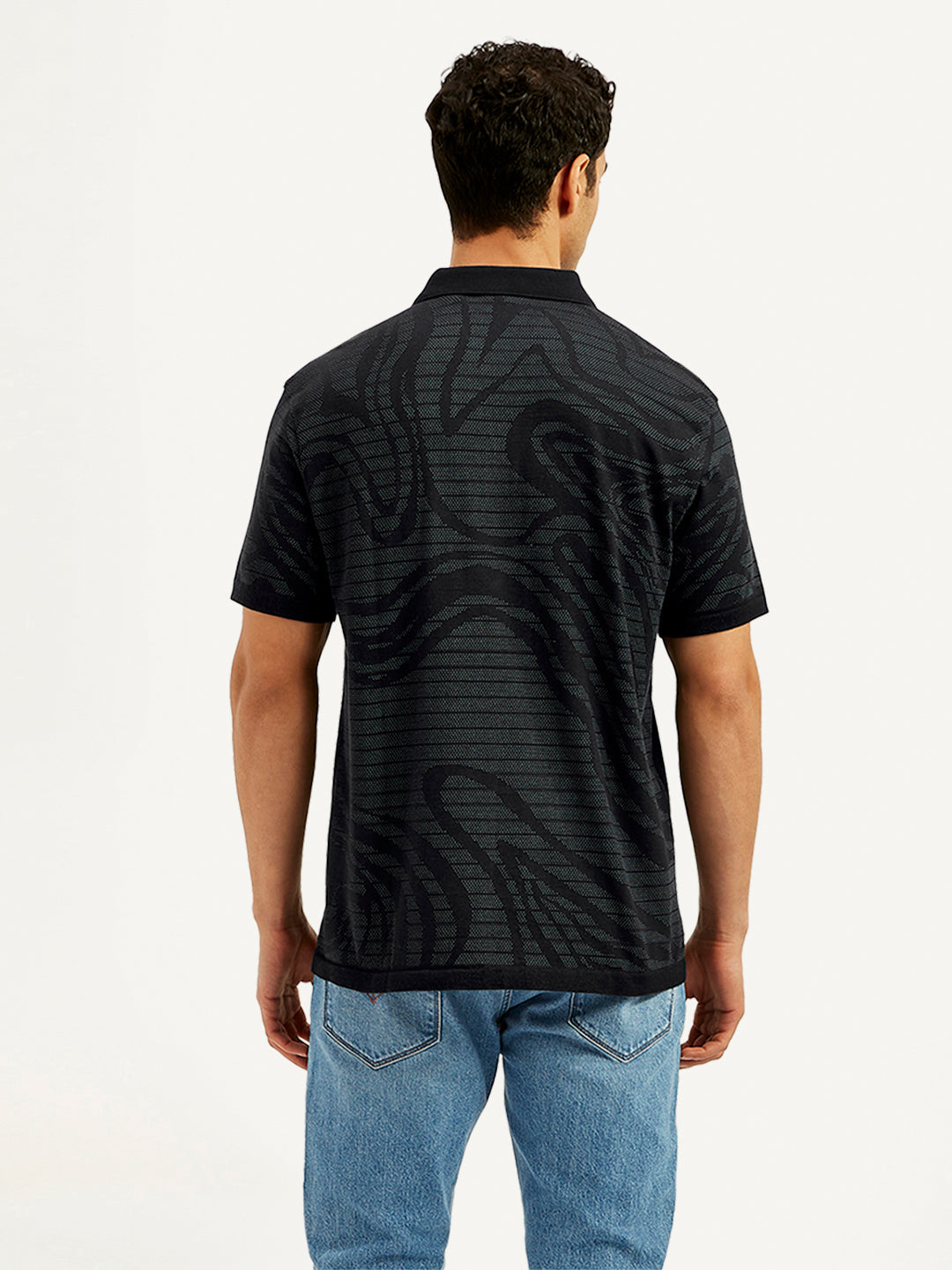 Men's Abstract Print Slim Fit Polo T-Shirt