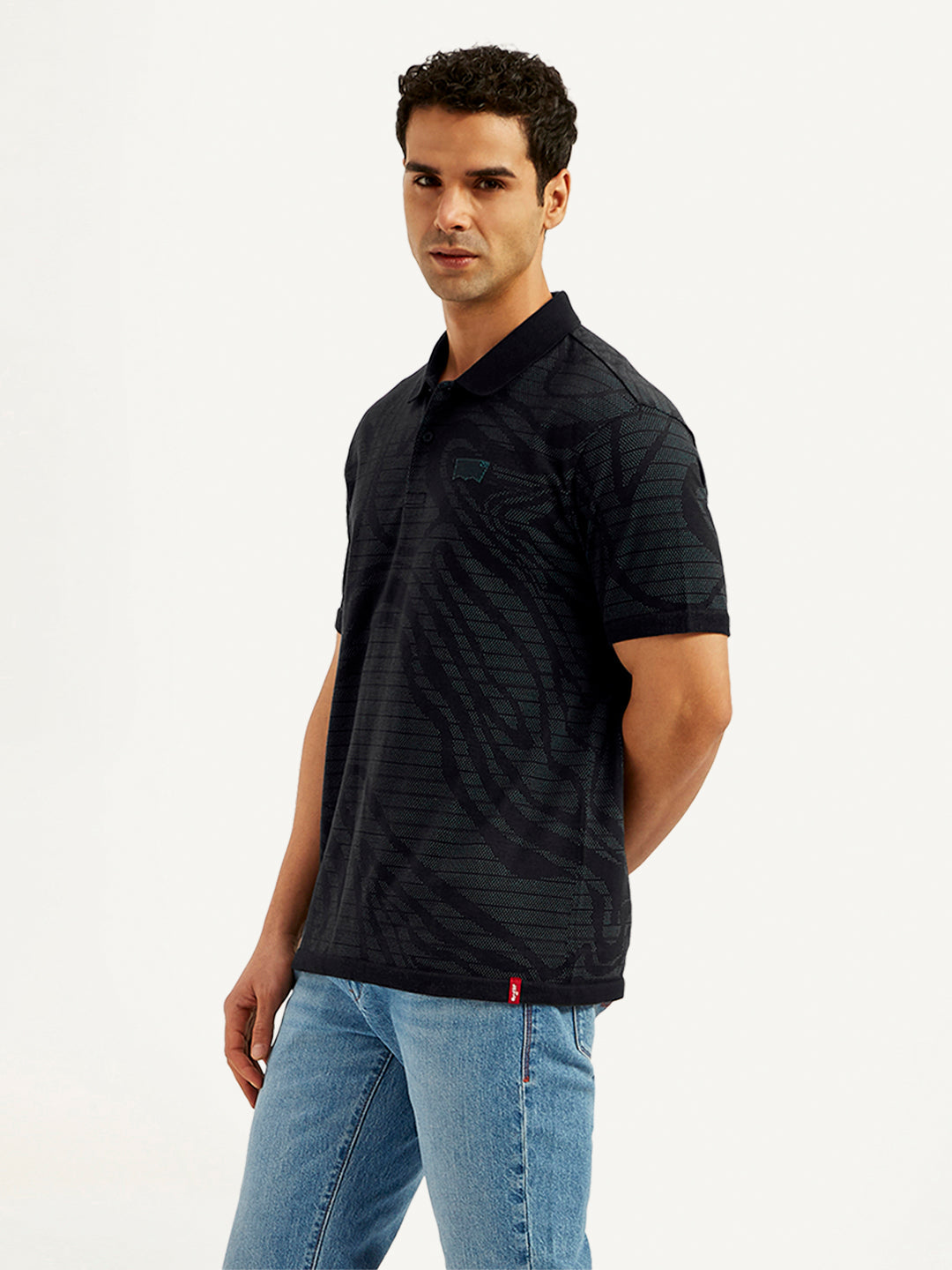 Men's Abstract Print Slim Fit Polo T-Shirt