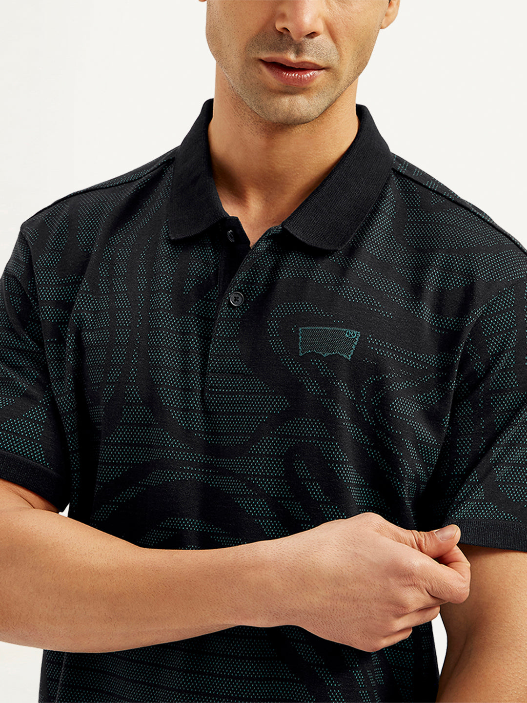 Men's Abstract Print Slim Fit Polo T-Shirt