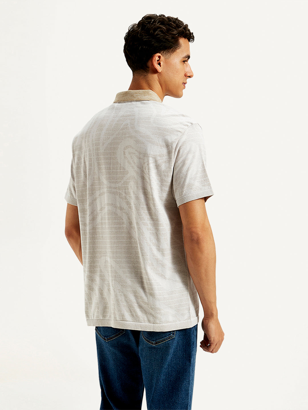 Men's Abstract Print Slim Fit Polo T-Shirt