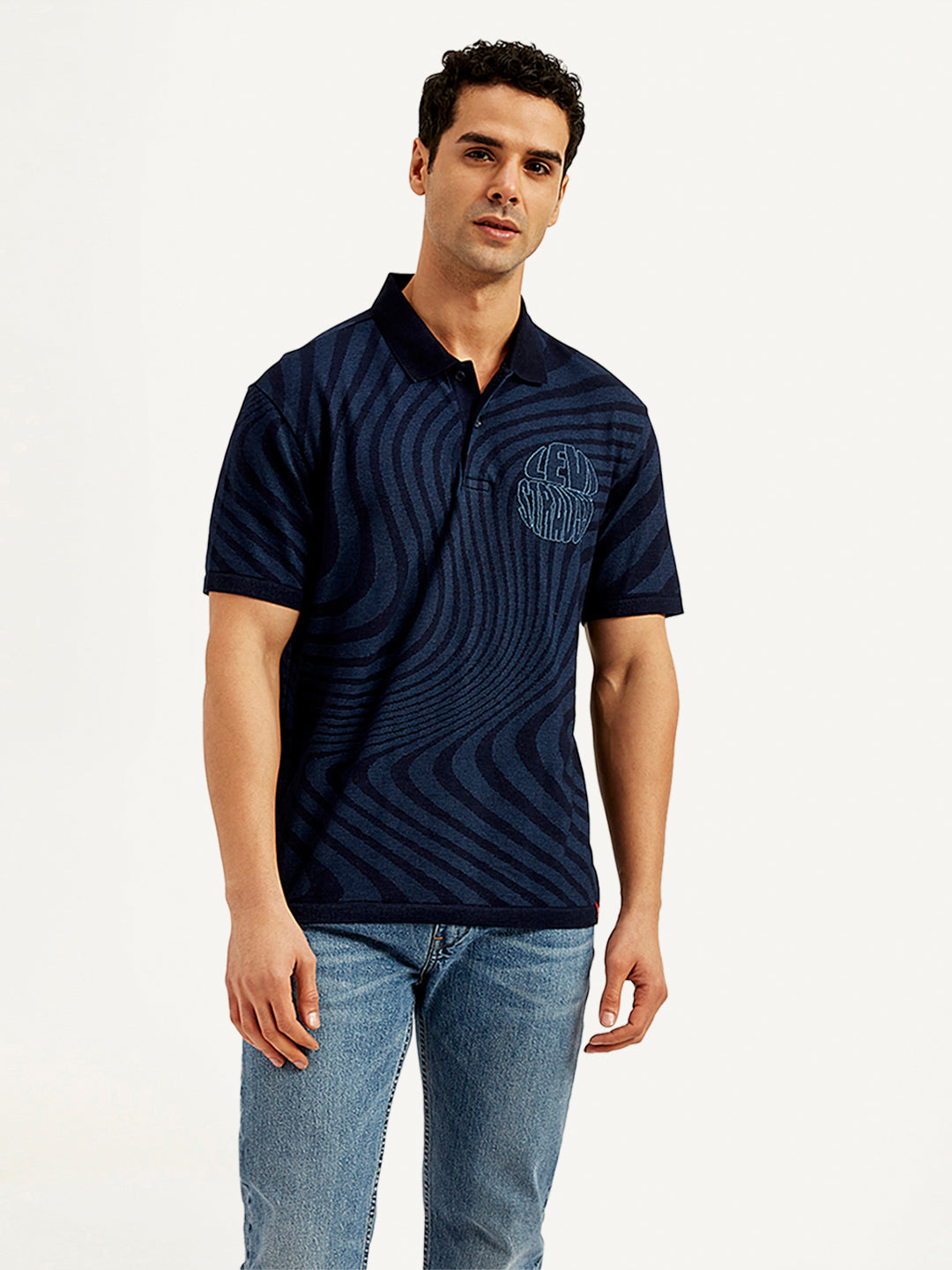 Men's Abstract Print Slim Fit Polo T-Shirt