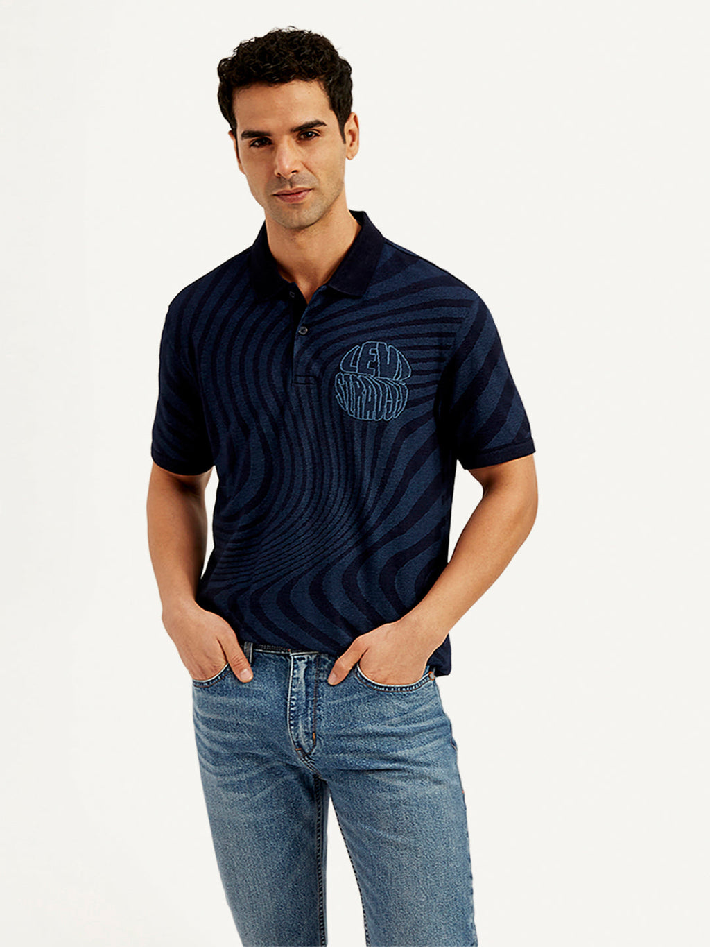Men's Abstract Print Slim Fit Polo T-Shirt
