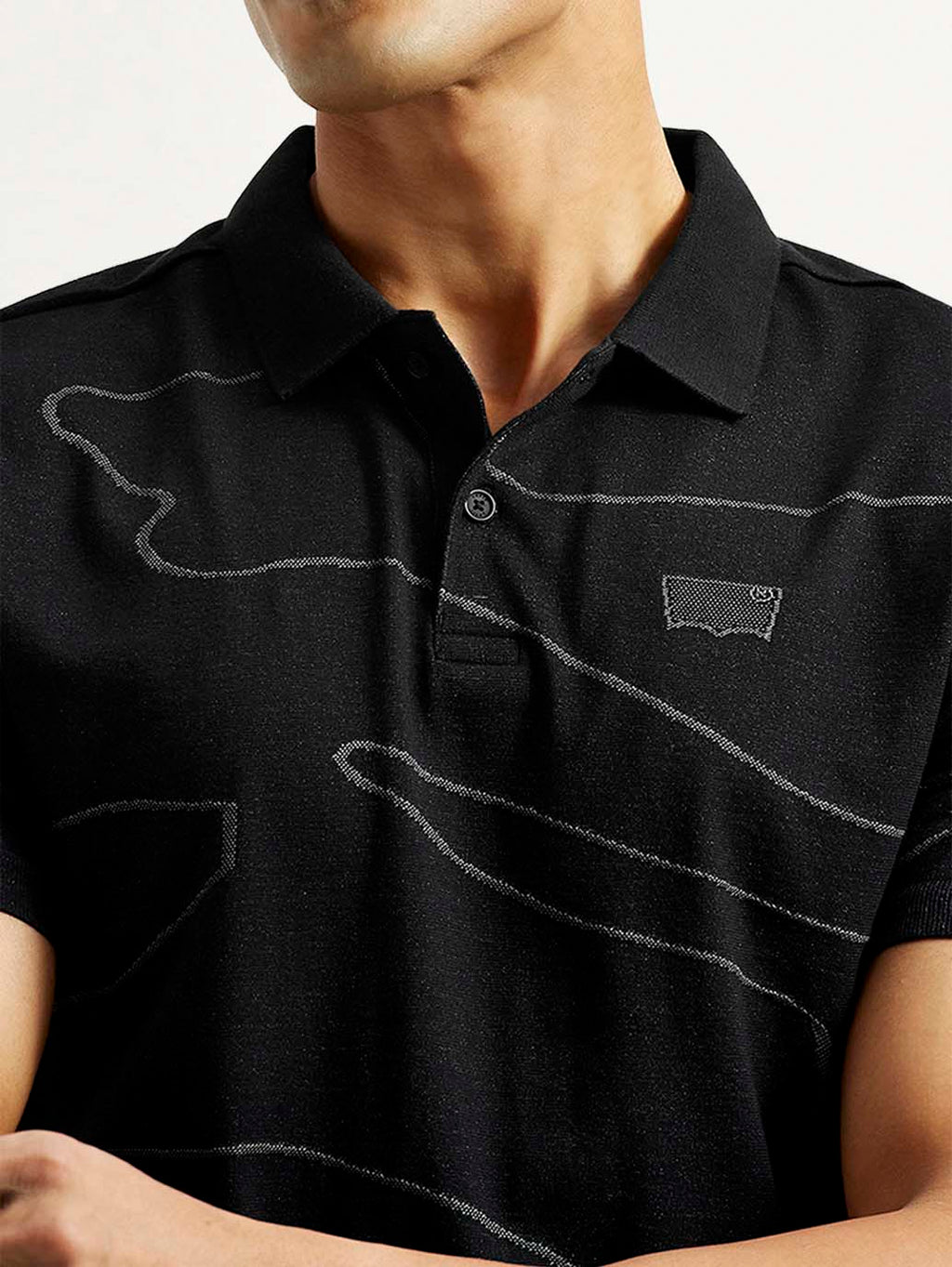 Men's Abstract Black Slim Fit Polo T-Shirt