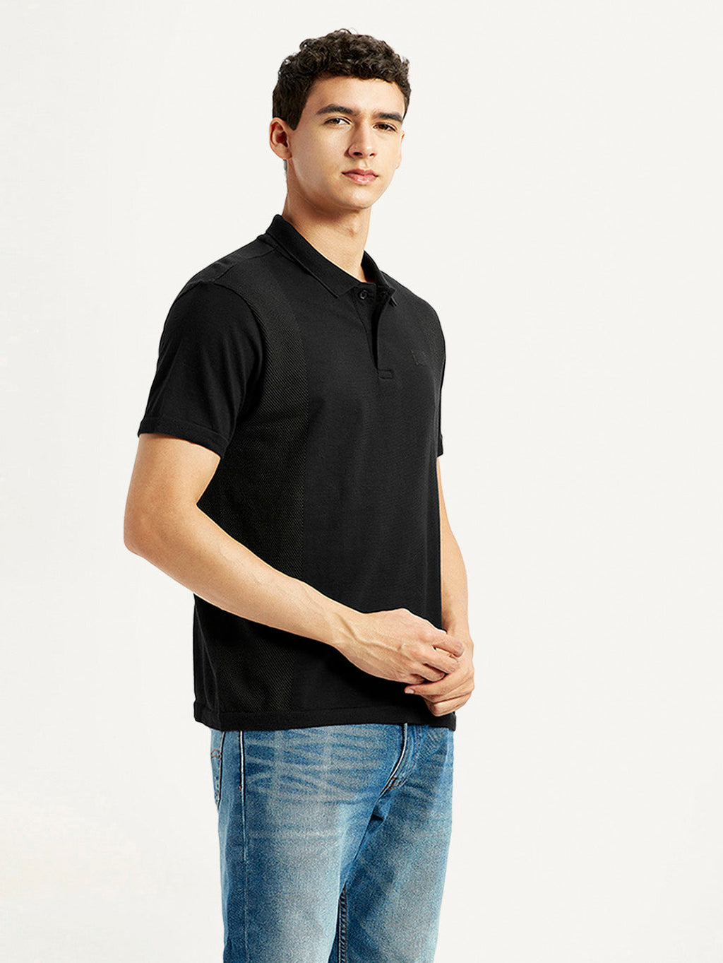 Men's Brand Logo Black Slim Fit Polo T-shirt