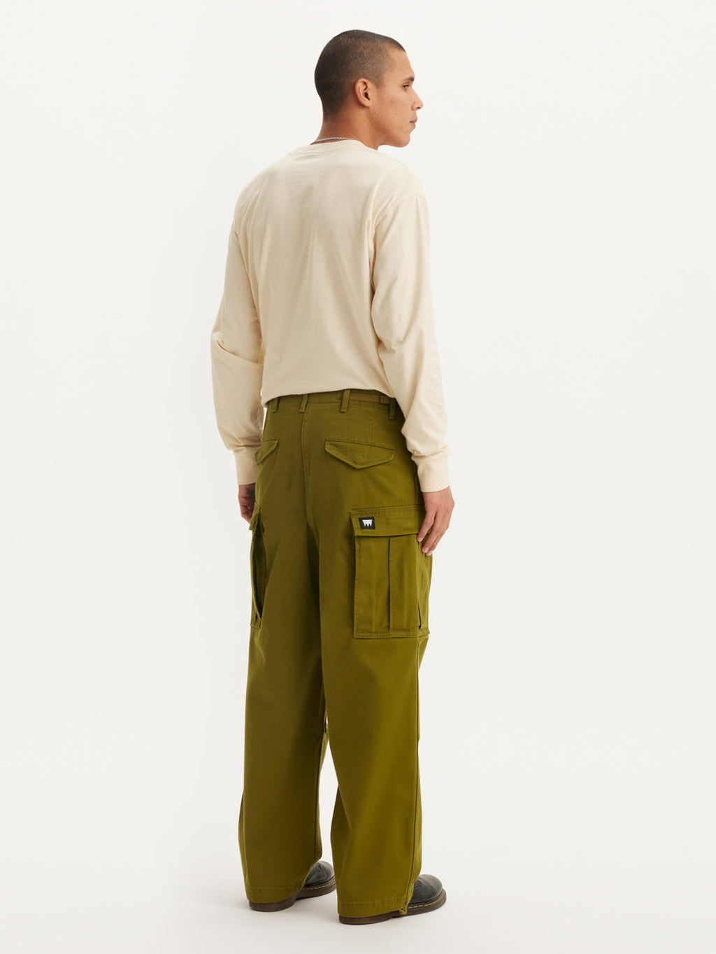 Men's Olive Loose Fit Cargo Trousers