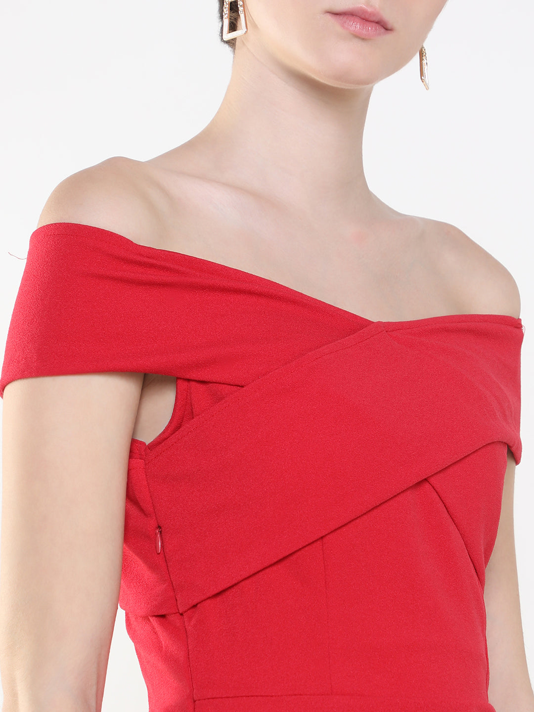 Women's Red Off-Shoulder Bodycon Dress