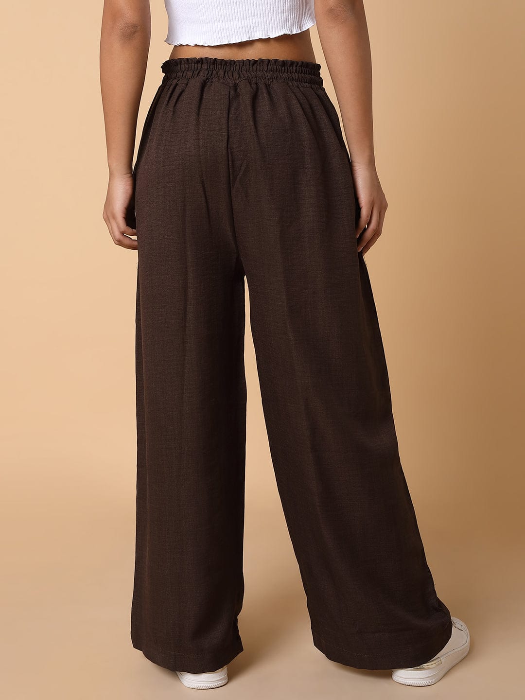 Women's Brown Comfort Slim Fit Parallel Trousers