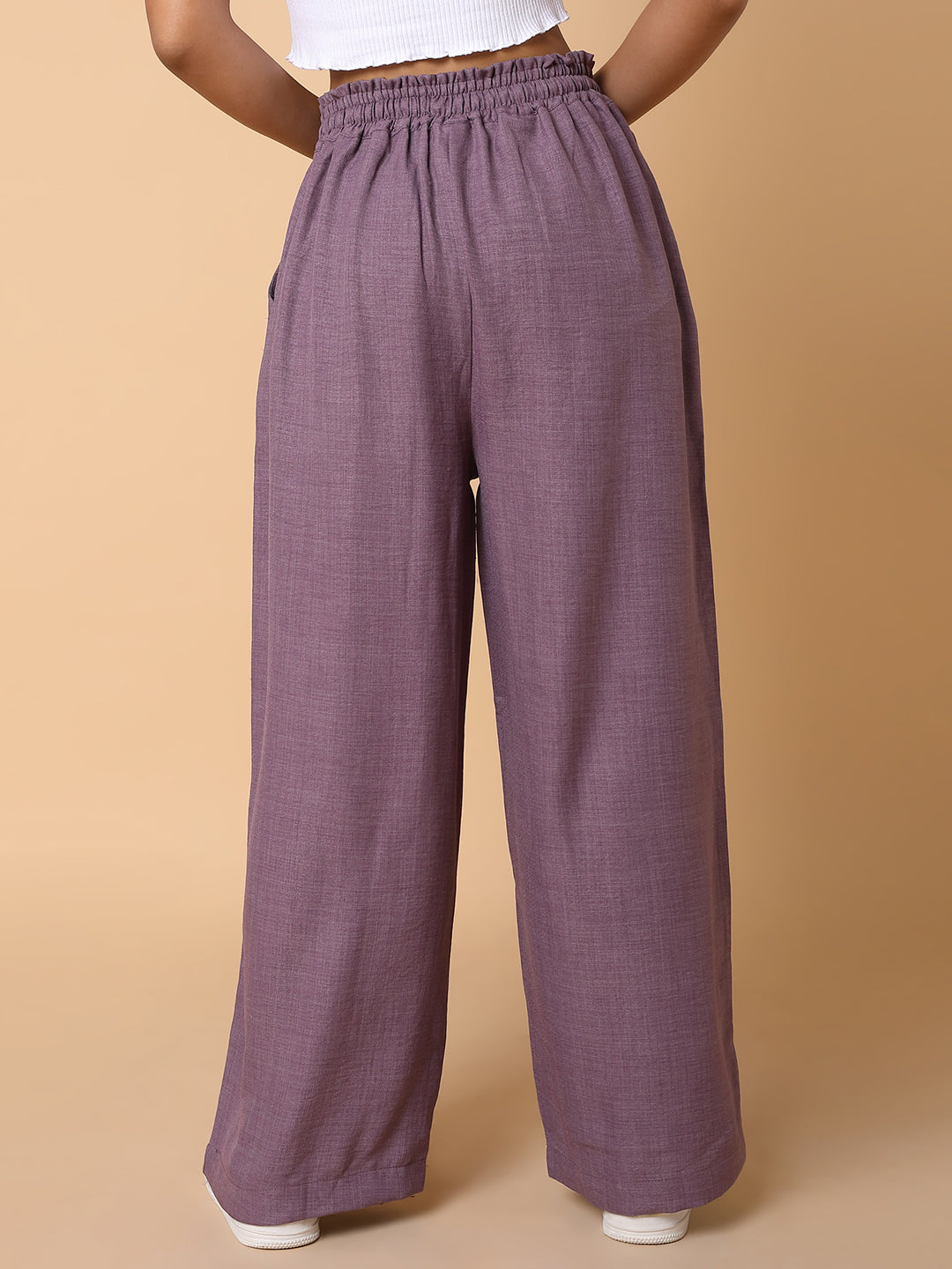Women's Lavender Comfort Loose Fit Trousers