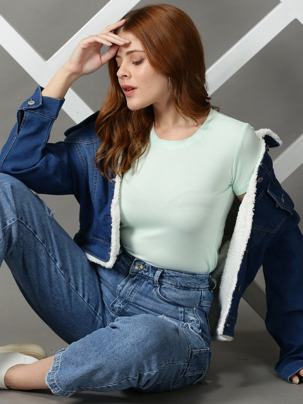 Women's Green Short Sleeves Round Neck Top