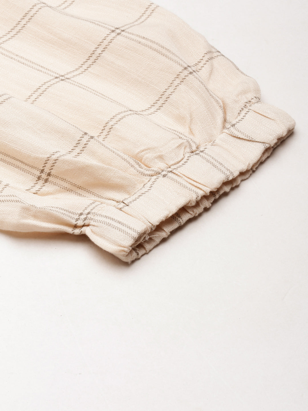 Women's Cream Checked Relaxed Mom Fit Joggers