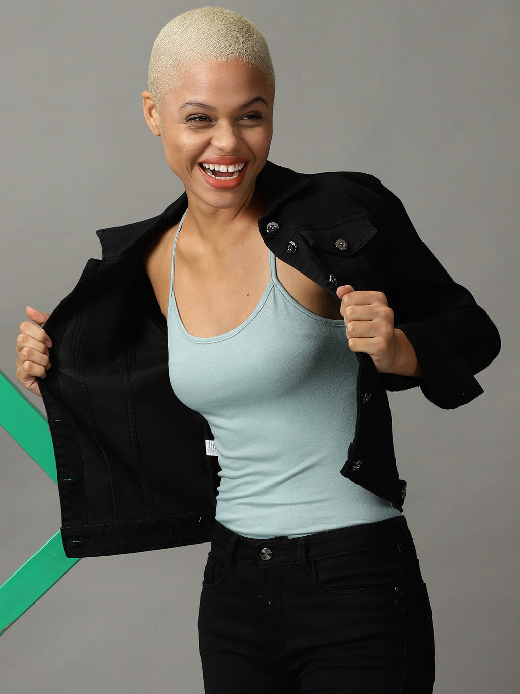 Women's Sea Green Terry Scoop Neck Tank Top