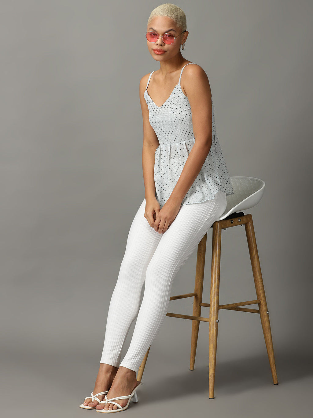 Women's Blue Printed Georgette Peplum Top