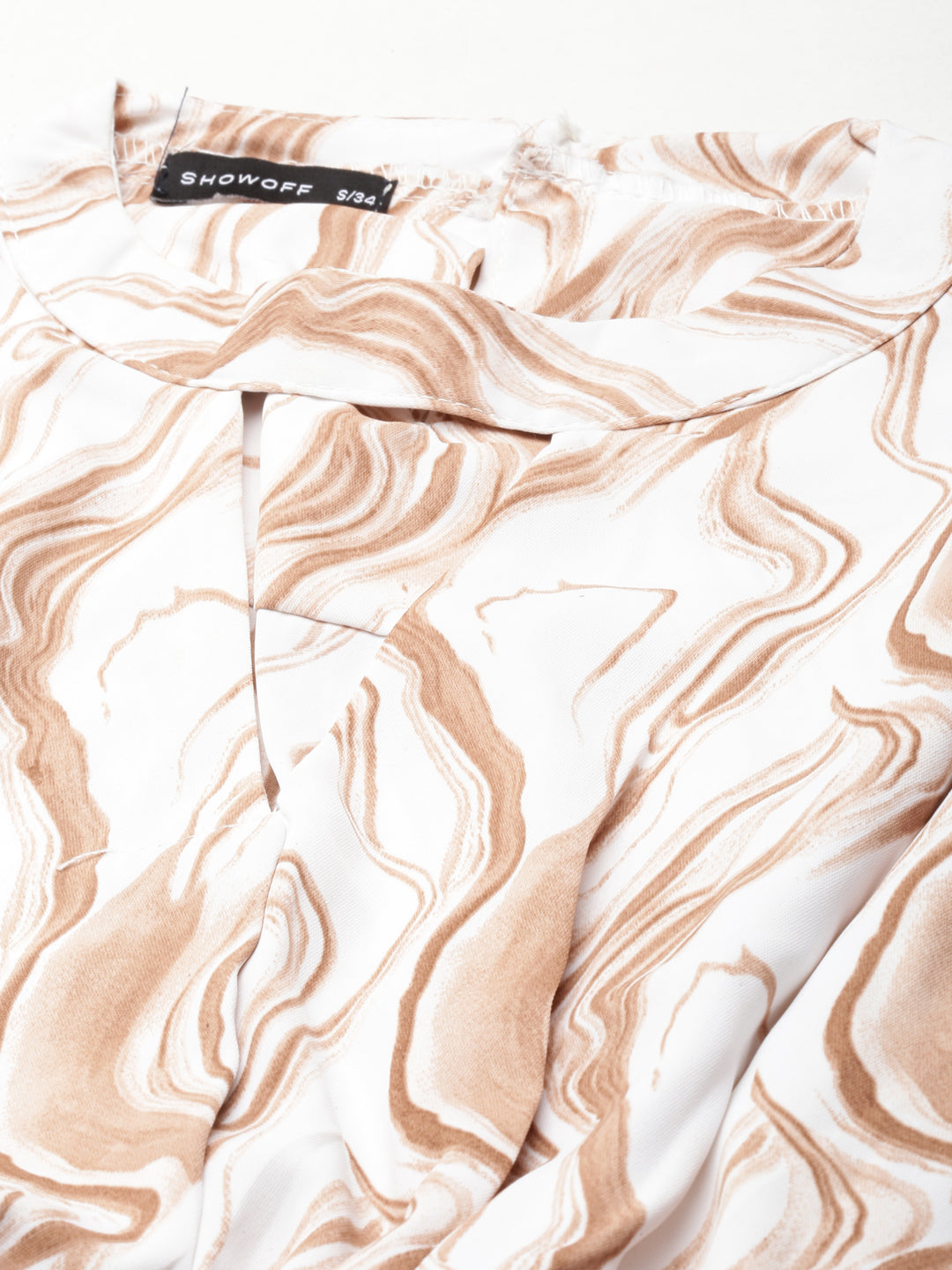 Women's Brown Animal Print Crepe Cinched Waist Top