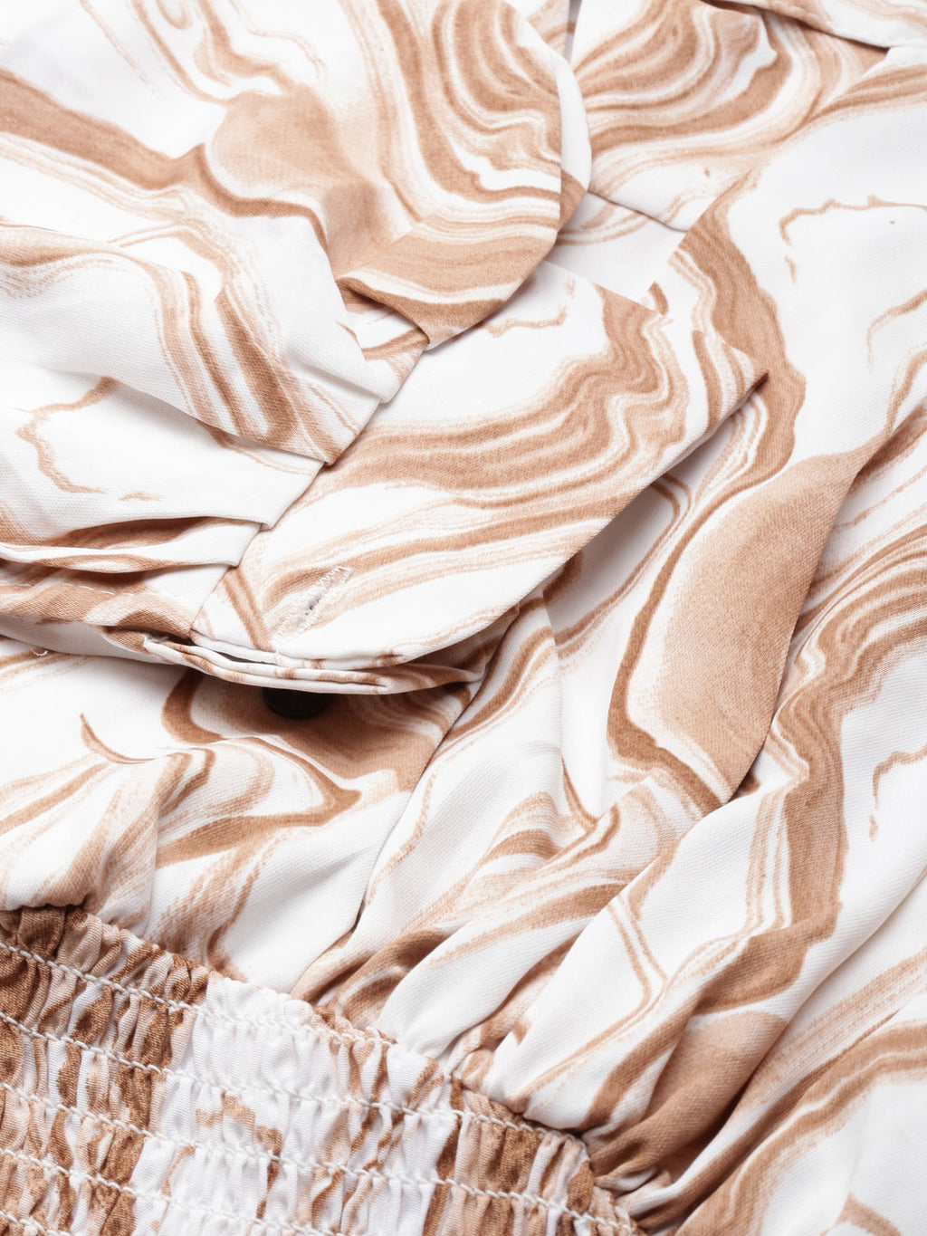 Women's Brown Animal Print Crepe Cinched Waist Top