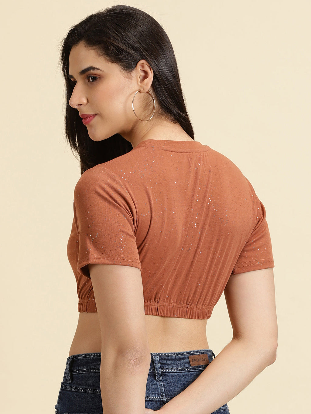 Women's Rust Embellished Crop Top