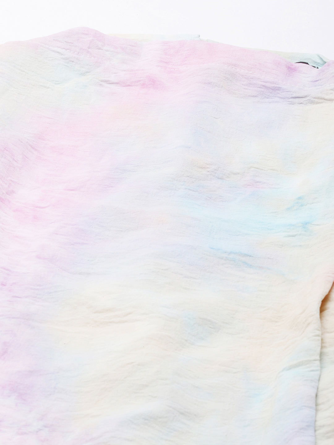 Women's Pink Tie and Dye Printed Blouson Crop Top