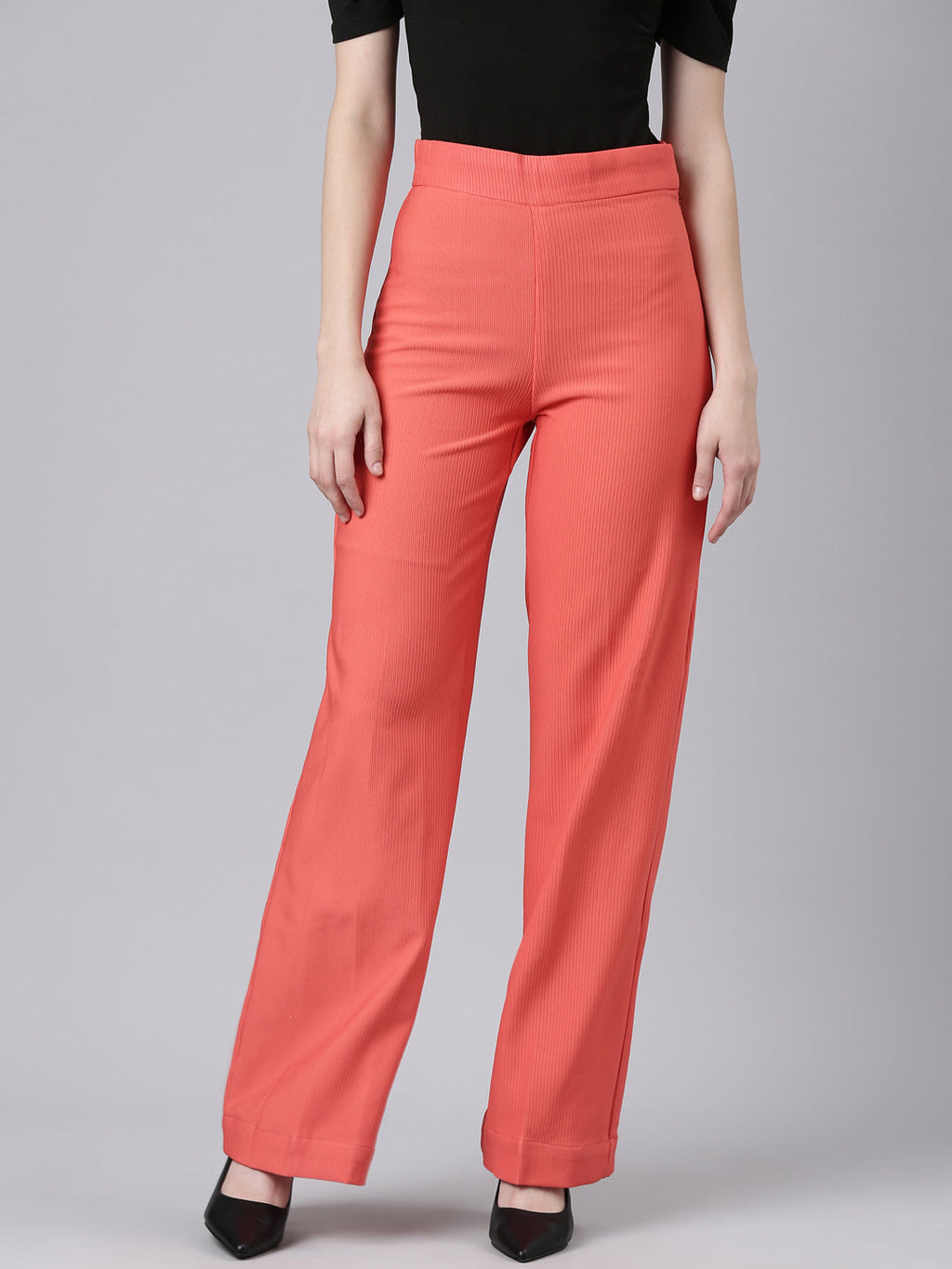 Women's Coral Straight Fit Cotton Parallel Trousers