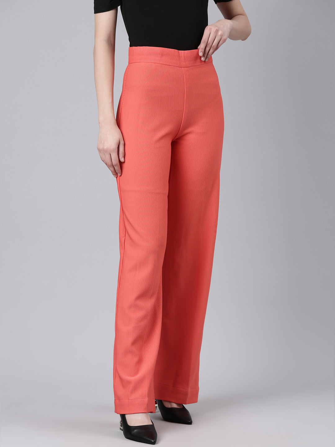 Women's Coral Straight Fit Cotton Parallel Trousers