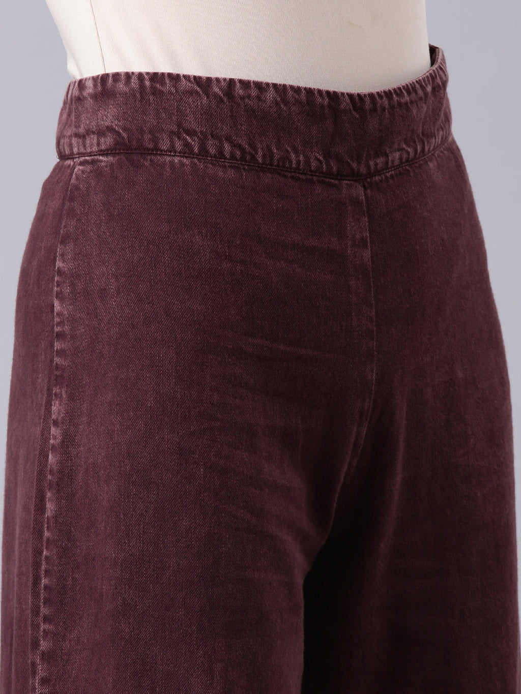 Women's Burgandy Wide Leg Clean Look Jeans