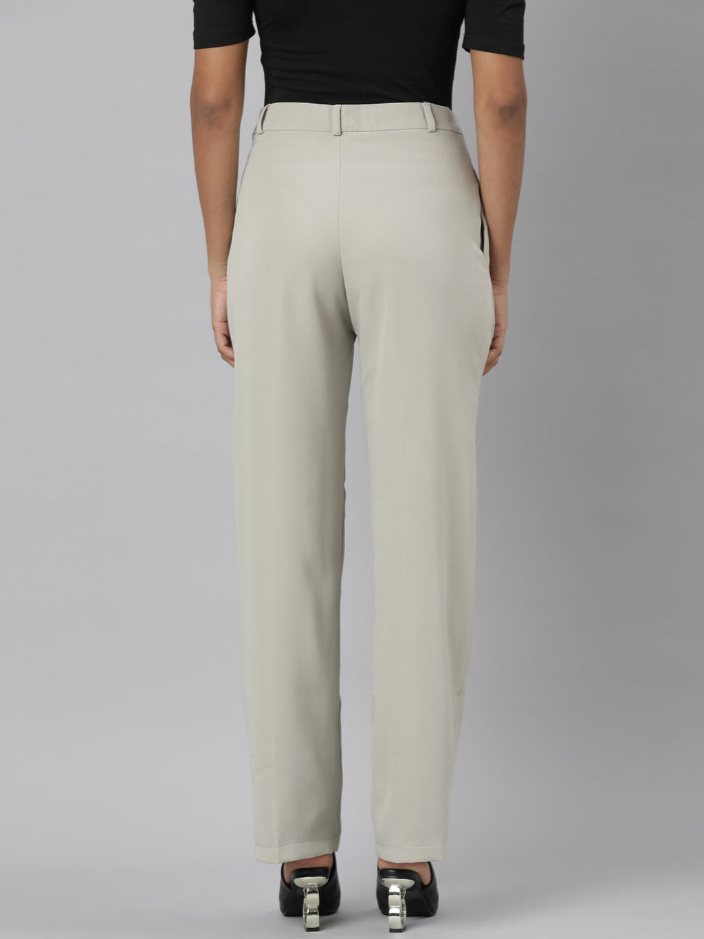 Women's Beige Relaxed Straight Fit Cotton Parallel Trouser
