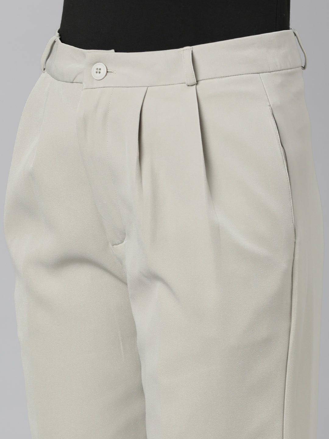 Women's Beige Relaxed Straight Fit Cotton Parallel Trouser