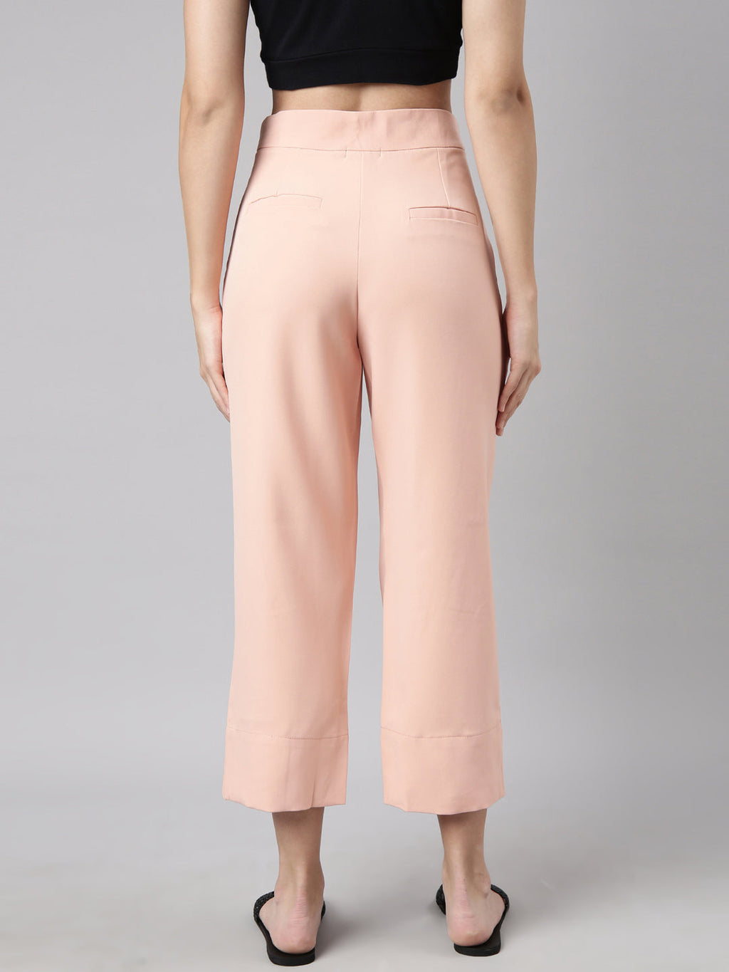 Women's Peach Comfort Straight Fit Cotton Parallel Trouser
