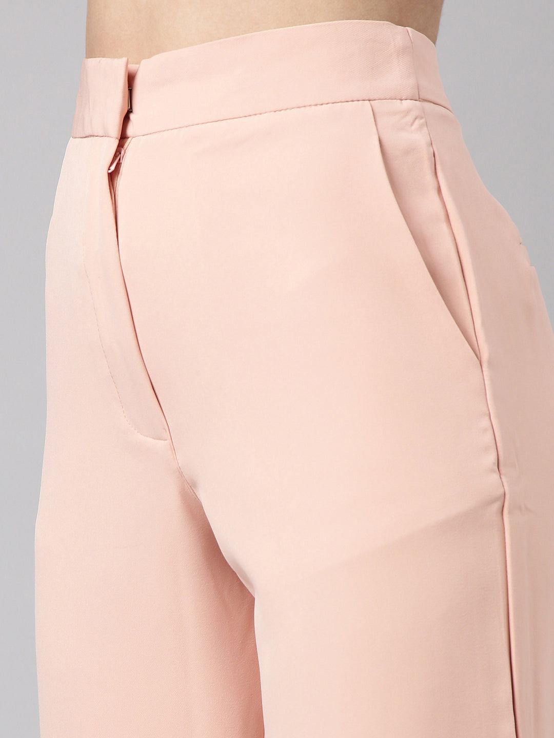 Women's Peach Comfort Straight Fit Cotton Parallel Trouser
