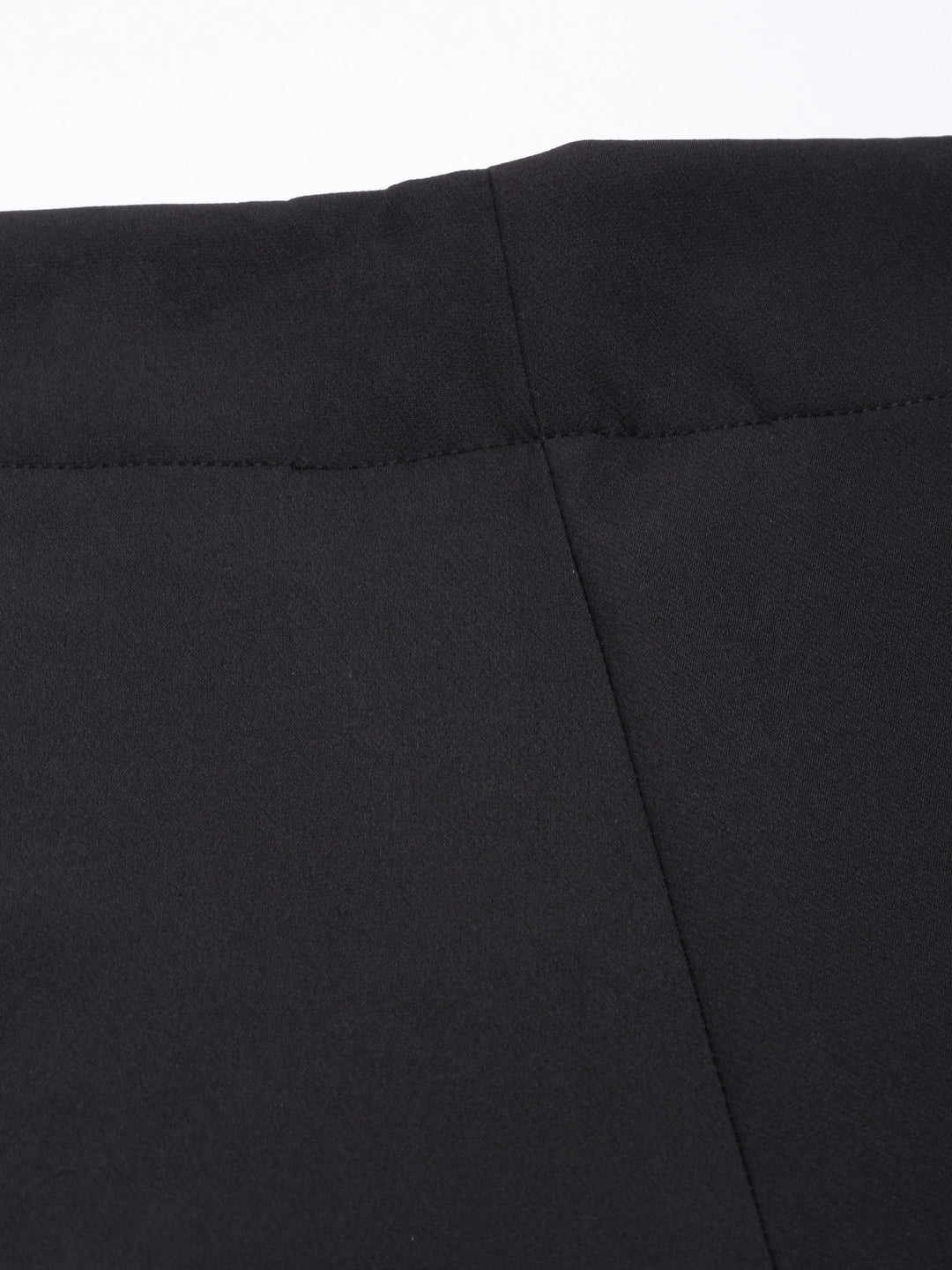 Women's Black Regular Fit Cotton Comfort Formal Trousers
