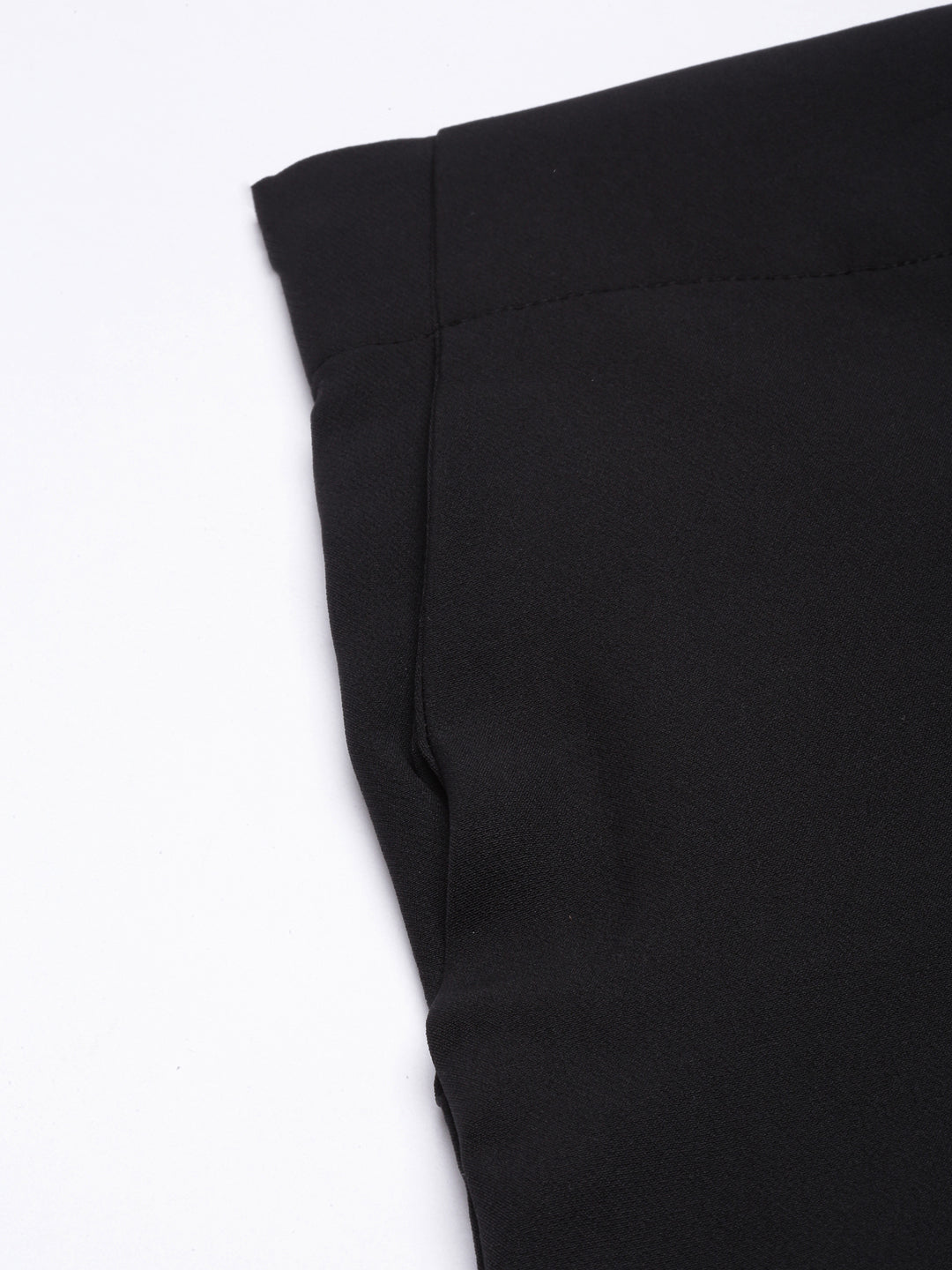 Women's Black Regular Fit Cotton Comfort Formal Trousers