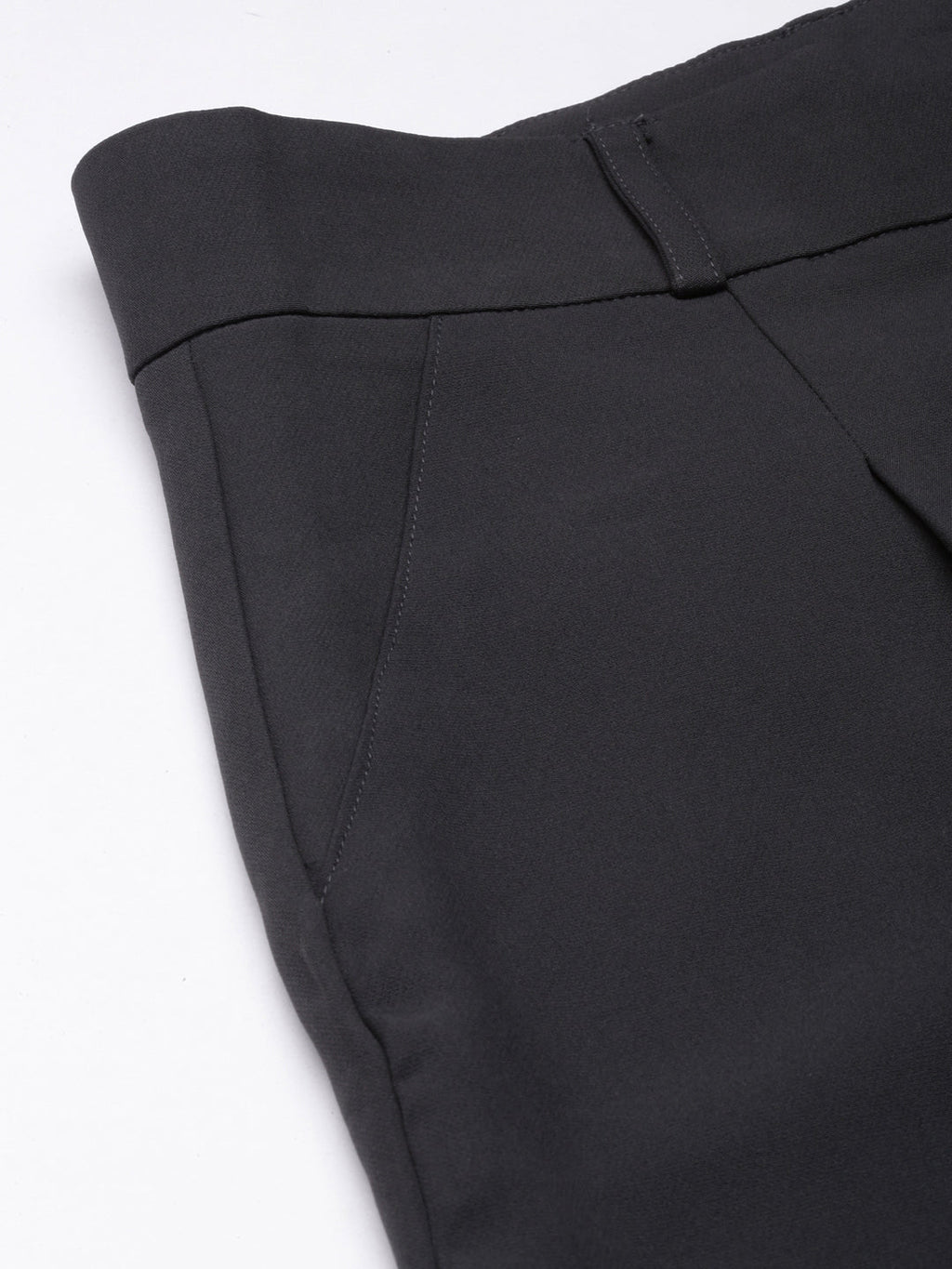 Women's Charcoal Comfort Regular Fit Cotton Formal Trouser