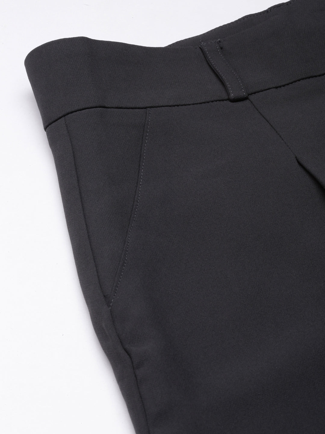 Women's Charcoal Comfort Regular Fit Cotton Formal Trouser